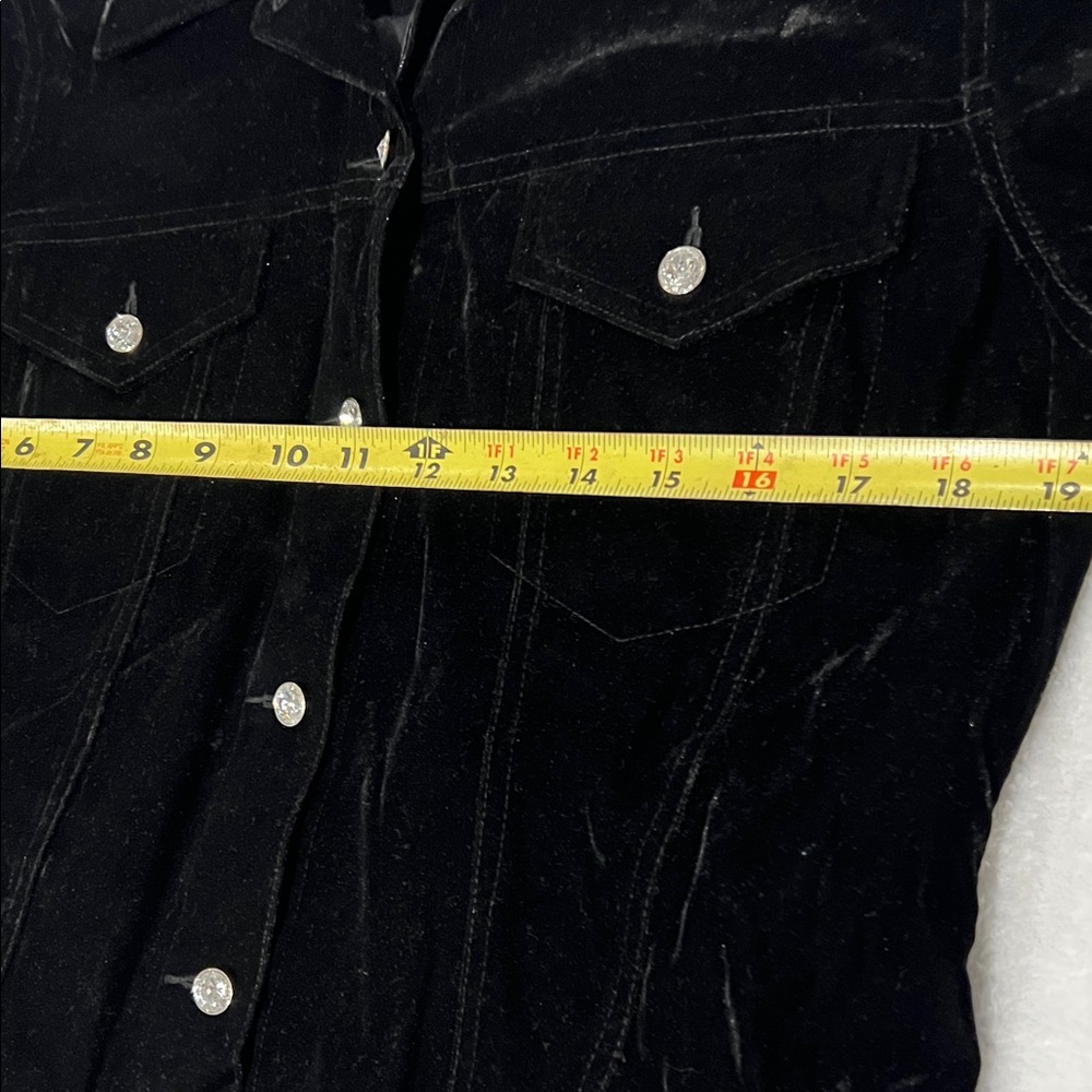 Vintage Christine Alexander Black Velvet Jacket Rhinestones Button size S - Picture 8 of 12